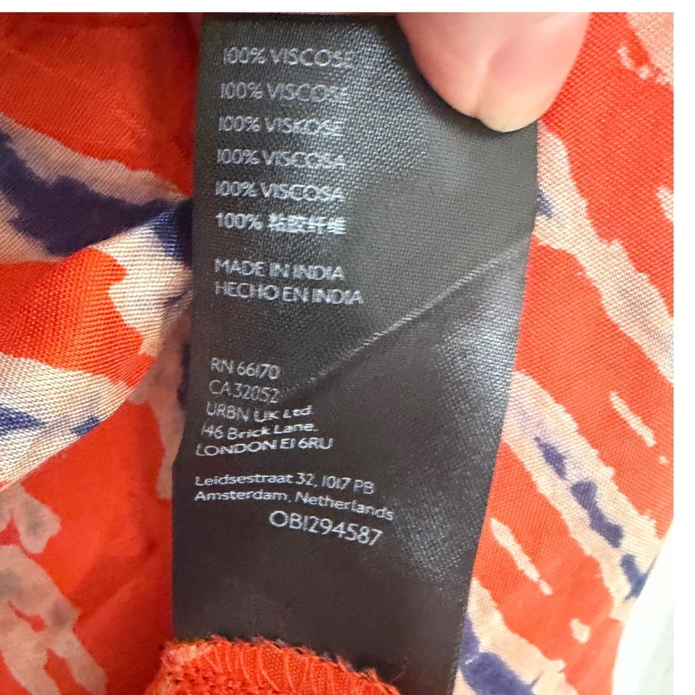 Urban Outfitters Orange Abstract Tie Dye Sleeveless Wrap Mini Dress Size Small - Picture 8 of 8